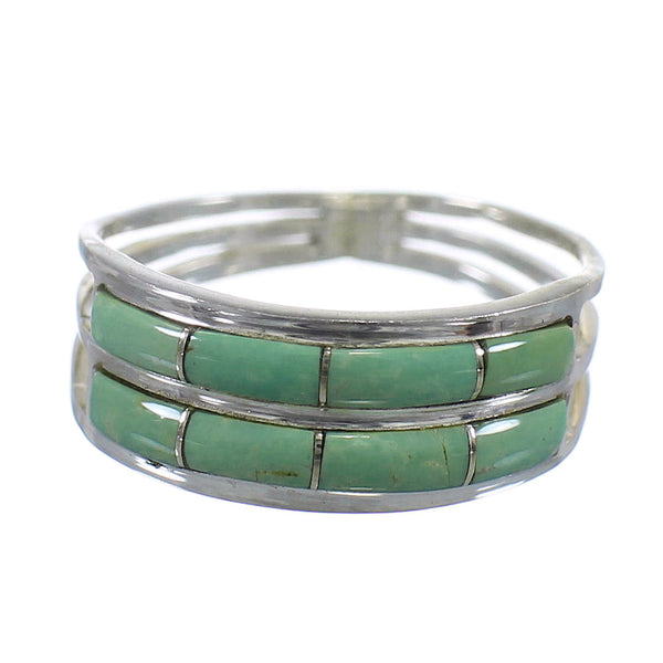 Southwest Silver Turquoise Inlay Ring Size 5 QX79991